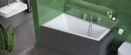 Excellent M-SFERA SLIM VAŇA ASYMETRICKÁ 160x95 pravá, biela akrylátová WAEX.MSP16WHS