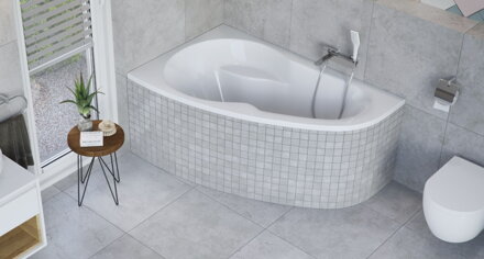 Excellent NEWA PLUS VAŇA ROHOVÁ 160x95 ľavá, biela akrylátová WAEX.NEL16WH