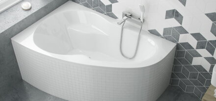 Excellent NEWA PLUS VAŇA ROHOVÁ 160x95 ľavá, biela akrylátová WAEX.NEL16WH