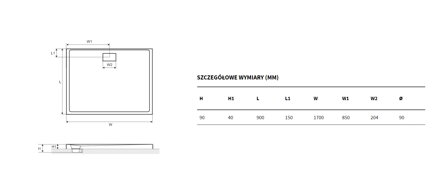 Excellent ZERO OBDĹŽNIKOVÁ SPRCHOVÁ VANIČKA 170x90 biela z akrylátu BREX.1203.170.090.WHN