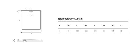 Excellent ZERO ŠTVORCOVÁ SPRCHOVÁ VANIČKA 90x90 biela z akrylátu BREX.1202.090.090.WHN