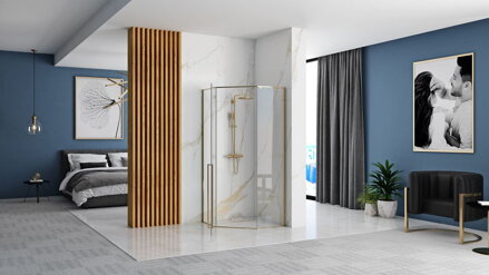 Rea DIAMOND PÄŤUHOLNÍKOVÝ SPRCHOVÝ KÚT 90x90, zlatý, sklo číre REA-K4904