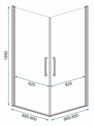 Rea ABRA ŠTVORCOVÝ SPRCHOVÝ KÚT 90x90, čierny, sklo číre REA-K5502