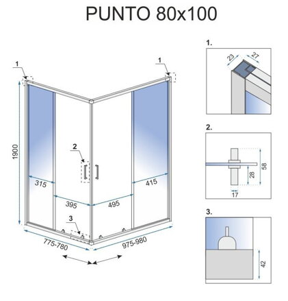 Rea PUNTO OBDĹŽNIKOVÝ SPRCHOVÝ KÚT 80x100, čierny, REA-K4806
