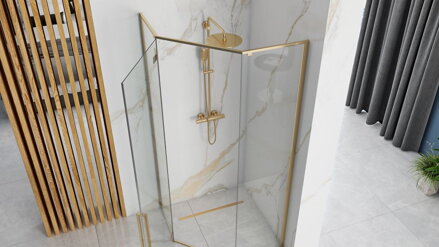 Rea DIAMOND PÄŤUHOLNÍKOVÝ SPRCHOVÝ KÚT 90x90, zlatý, sklo číre REA-K4904