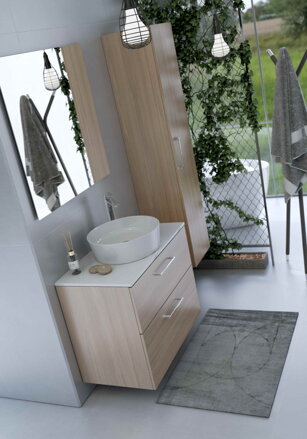 Oristo GEO SKRINKA S DOSKOU 60 cm, biela lesklá KI01-ZB2S-60-1