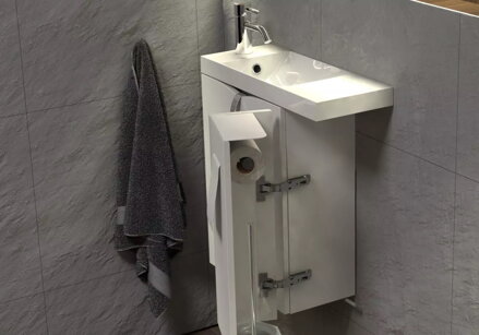Oristo SIENA SKRINKA S UMÝVADLOM 55 cm, pravá, biela lesklá OR45-ZD2D-55-1-P
