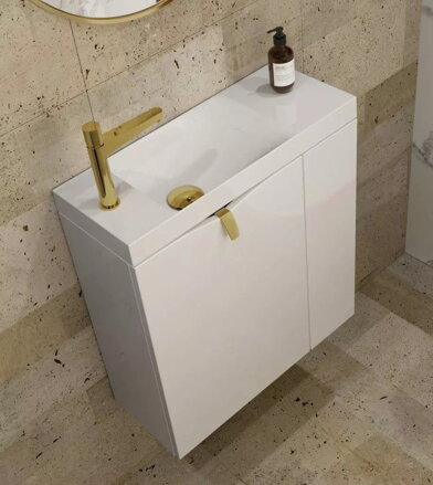 Oristo SIENA SKRINKA S UMÝVADLOM 55 cm, pravá, biela lesklá OR45-ZD2D-55-1-P