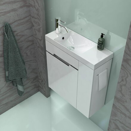Oristo SILVER UNI SKRINKA S UMÝVADLOM 55 cm, ľavá, biela lesklá OR33-ZD2D-55-1-L