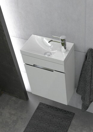 Oristo SILVER MINI SKRINKA S UMÝVADLOM 40 cm, biela lesklá OR33-ZD1D-40-1