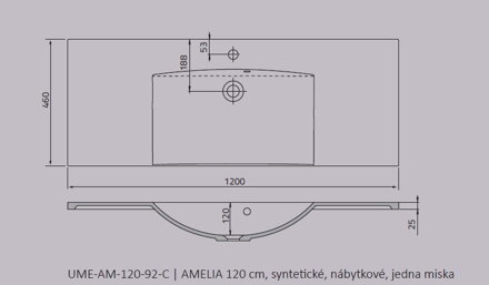 Oristo AMELIA UMÝVADLO NÁBYTKOVÉ 120 cm, liaty mramor