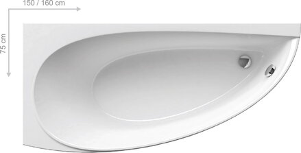 Ravak VAŇA ASYMETRICKÁ AVOCADO 150 P snowwhite CS01000000