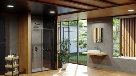 Ravak SPRCHOVÉ DVERE BLSDP2-120 black + transparent X0PMG0300Z1