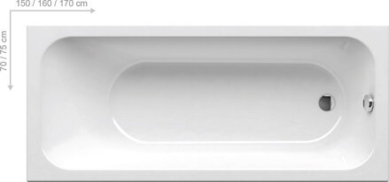 Ravak VAŇA OBDĹŽNIKOVÁ CHROME 160x70 snowwhite C731000000