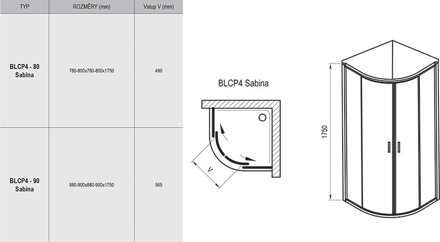 Ravak SPRCHOVÝ KÚT BLCP4-90 SABINA white + grape 3B270140ZG