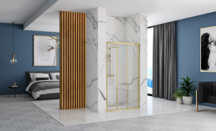 Rea ALEX GOLD BRUSH 120 SPRCHOVÉ DVERE, sklo číre, zlatá brúsená REA-K2501