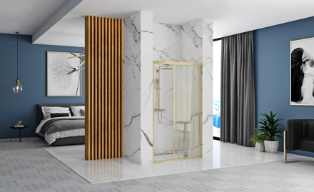 Rea ALEX GOLD BRUSH 120 SPRCHOVÉ DVERE, sklo číre, zlatá brúsená REA-K2501
