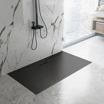Rea BAZALT LONG BLACK OBDĹŽNIKOVÁ SPRCHOVÁ VANIČKA 80x100, čierna REA-K3323