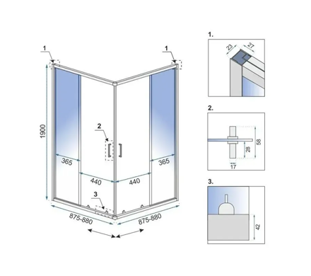 Rea CITY BLACK ŠTVORCOVÝ SPRCHOVÝ KÚT 90x90, čierny, sklo číre REA-K6446