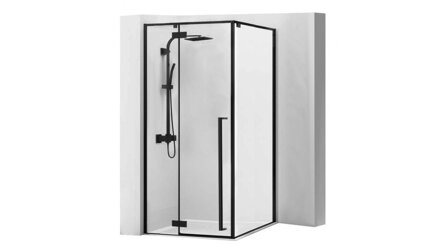 Rea FARGO BLACK/FG90U BLACK ŠTVORCOVÝ SPRCHOVÝ KÚT 90x90, čierny, sklo číre REA-K6318