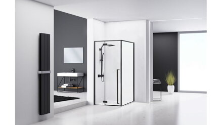 Rea FARGO BLACK/FG90U BLACK ŠTVORCOVÝ SPRCHOVÝ KÚT 90x90, čierny, sklo číre REA-K6318