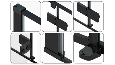 Rea FARGO BLACK/FG90U BLACK ŠTVORCOVÝ SPRCHOVÝ KÚT 90x90, čierny, sklo číre REA-K6318