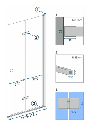 Rea FOLD N2 MODUL SPRCHOVÝ KÚT 120x190, sklo číre, chróm REA-K7437