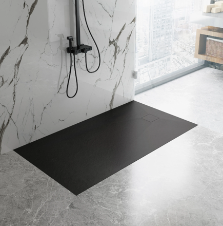 Rea MAGNUM BLACK ŠTVORCOVÁ SPRCHOVÁ VANIČKA 90x90, čierna REA-K3334