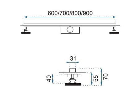 Rea NEO SLIM N304/80/PRO NEREZOVÝ SPRCHOVÝ ŽĽAB 800 mm G8402