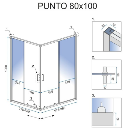 Rea PUNTO GOLD OBDĹŽNIKOVÝ SPRCHOVÝ KÚT 80x100, zlatý REA-K6442