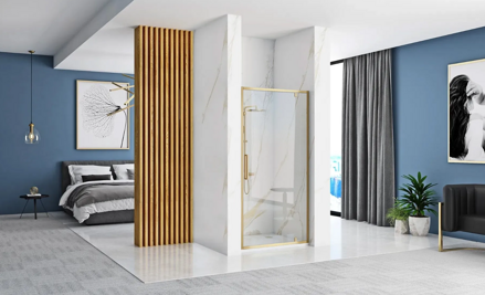 Rea RAPID SWING GOLD BRUSH 90 SPRCHOVÉ DVERE, sklo číre, zlatá brúsená REA-K2502