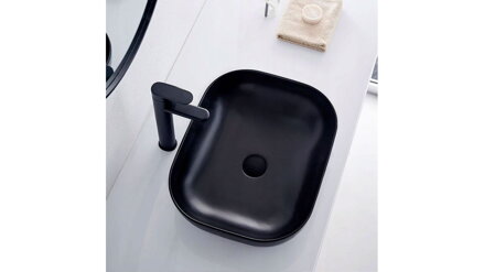 Rea BELINDA BLACK MAT UMÝVADLO NA DOSKU 46,5cm, čierne keramické REA-U8470