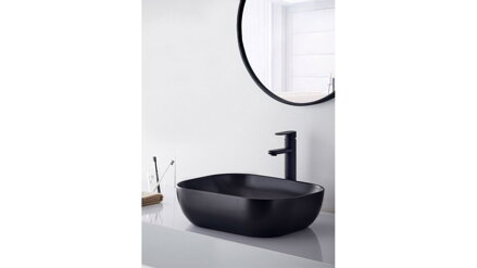 Rea BELINDA BLACK MAT UMÝVADLO NA DOSKU 46,5cm, čierne keramické REA-U8470