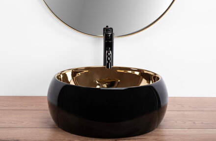 Rea LUNA BLACK/GOLD UMÝVADLO NA DOSKU, čierno-zlaté keramické REA-U3306