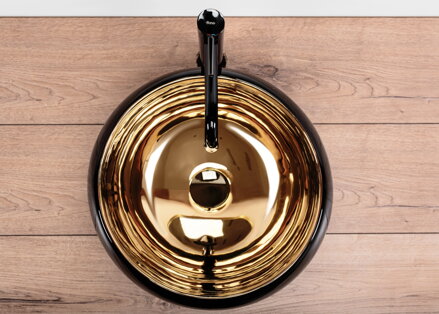 Rea LUNA BLACK/GOLD UMÝVADLO NA DOSKU, čierno-zlaté keramické REA-U3306