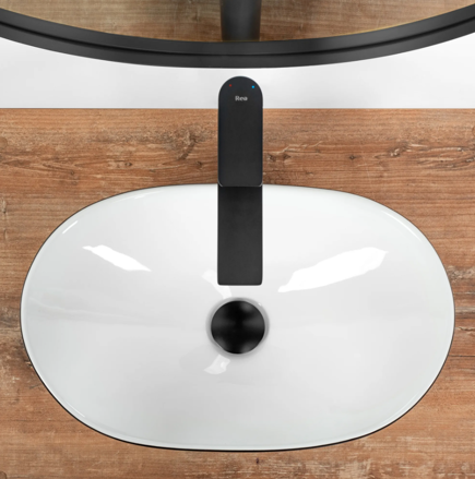 Rea ROYAL MINI BLACK WHITE UMÝVADLO NA DOSKU 48 cm, bielo-čierne keramické REA-U0538