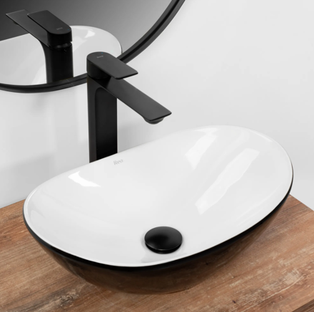 Rea ROYAL MINI BLACK WHITE UMÝVADLO NA DOSKU 48 cm, bielo-čierne keramické REA-U0538
