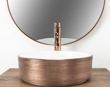 Rea SAMI ROSE GOLD BRUSH/WHITE UMÝVADLO NA DOSKU, bielo-zlaté keramické REA-U3303