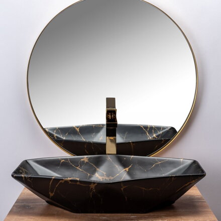 Rea VEGAS BLACK MARBLE MATT UMÝVADLO NA DOSKU, čierne keramické REA-U0994