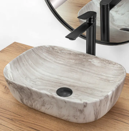 Rea BELINDA ASH UMÝVADLO NA DOSKU 46,5cm, imitácia kameňa keramické REA-U3324