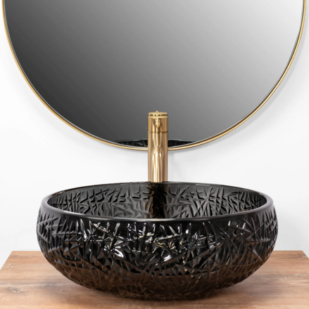 Rea ICE BLACK UMÝVADLO NA DOSKU 42 cm, čierne sklenené REA-U6660 Rea ICE BLACK UMÝVADLO NA DOSKU 42 cm, čierne sklenené REA-U6660