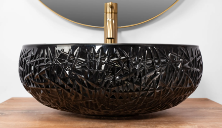 Rea ICE BLACK UMÝVADLO NA DOSKU 42 cm, čierne sklenené REA-U6660 Rea ICE BLACK UMÝVADLO NA DOSKU 42 cm, čierne sklenené REA-U6660