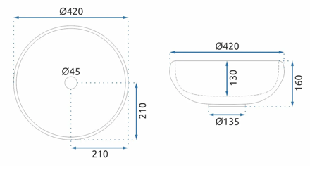 Rea ICE BLACK UMÝVADLO NA DOSKU 42 cm, čierne sklenené REA-U6660 Rea ICE BLACK UMÝVADLO NA DOSKU 42 cm, čierne sklenené REA-U6660