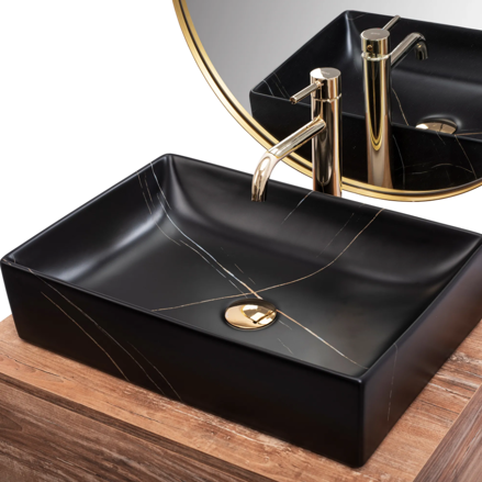 Rea INGA BLACK MARBLE MATT UMÝVADLO NA DOSKU, imitácia kameňa keramické REA-U8006