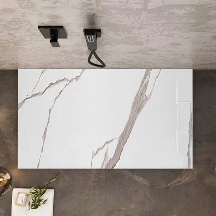 Rea BAZALT CARRARA WHITE OBDĹŽNIKOVÁ SPRCHOVÁ VANIČKA 80x100, imitácia mramoru REA-K7000