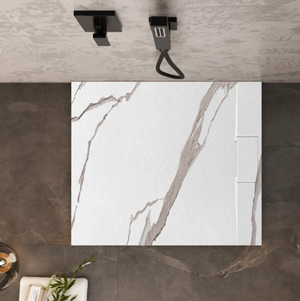 Rea BAZALT CARRARA WHITE ŠTVORCOVÁ SPRCHOVÁ VANIČKA 90x90, imitácia mramoru REA-K7002