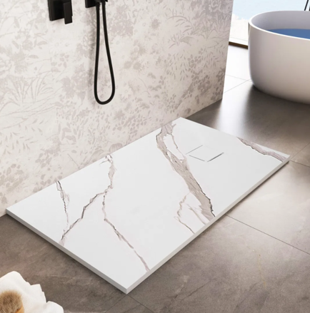 Rea MAGNUM CARRARA WHITE OBDĹŽNIKOVÁ SPRCHOVÁ VANIČKA 80x100, imitácia mramoru REA-K7004