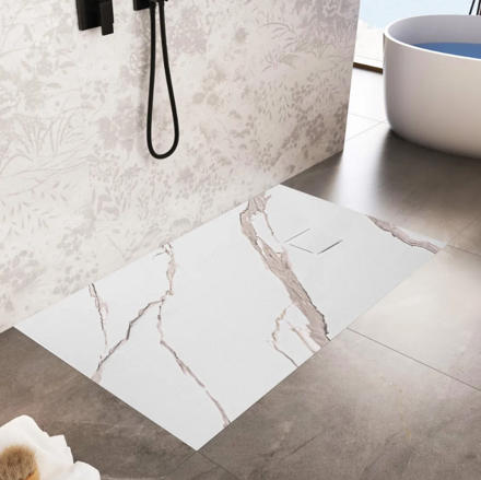 Rea MAGNUM CARRARA WHITE OBDĹŽNIKOVÁ SPRCHOVÁ VANIČKA 80x100, imitácia mramoru REA-K7004