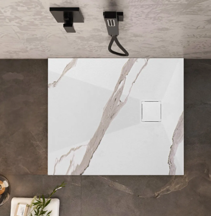 Rea MAGNUM CARRARA WHITE ŠTVORCOVÁ SPRCHOVÁ VANIČKA 90x90, imitácia mramoru REA-K7005