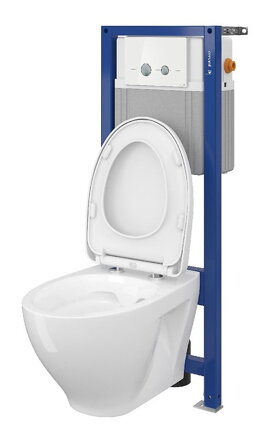 Cersanit AQUA SET PODOMIET. RÁM 22 MECH, WC MISA Clean On, TLAČIDLO biele, SEDÁTKO DUROPLAST biele S701-293